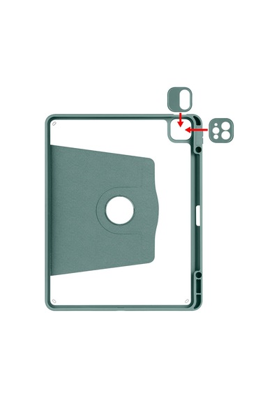 İpad Air 13 2025 M3 A3268-a3269-a3271 Uyumlu Kalem Bölmeli Dönebilen Standlı Termik Tablet Kılıfı - Koyu Yeşil - T36486