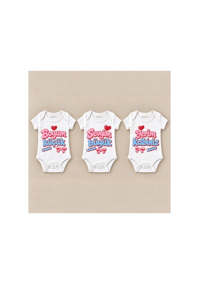 Babylimon Büyük Sevgi Üçlü Beyaz Kısa Kollu Bebek Zıbın Seti Beyaz - 930083777 Beyaz