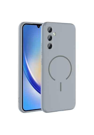 Zore Samsung Galaxy Uyumlu A34 Kılıf M-safe Şarj Özellikli Omsy Meta Kapak - Titanyum-gri