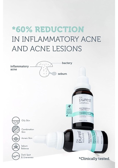 The Purest Solutions, Gözenek Ve Siyah Nokta Karşıtı, Sivilce Önleyici Niacinamide Cilt Bakım Serumu 30 Ml Niacinamide 5% & Zinc Pca 1% Sku: Smg8690010386342