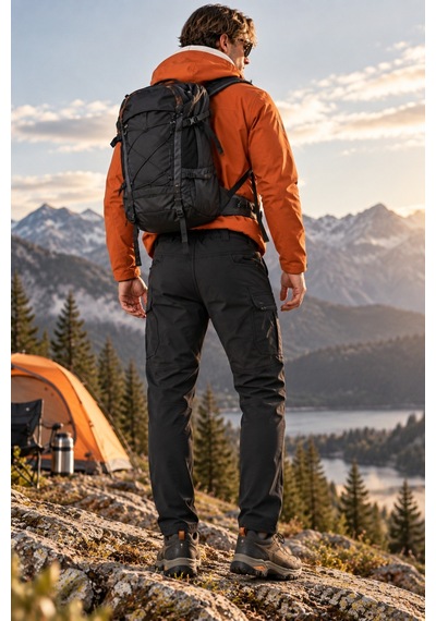 Dechers Erkek Kışlık Softshell İçi Polarlı Rüzgar, Soğuk & Su Geçirmez Taktik Pantolon - E232 Siyah