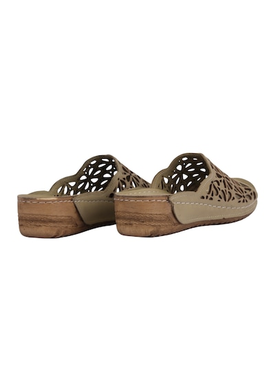 Napa Shoes Rahat Kalıp Lazer Detaylı Hakiki Deri Kadın Dolgu Topuk Terlik Napa-226l 164