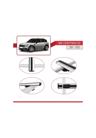 Mini Countryman F60 2017-2023 Arası İle Uyumlu Basic Model Ara Atkı Tavan Barı Gri 3 Adet