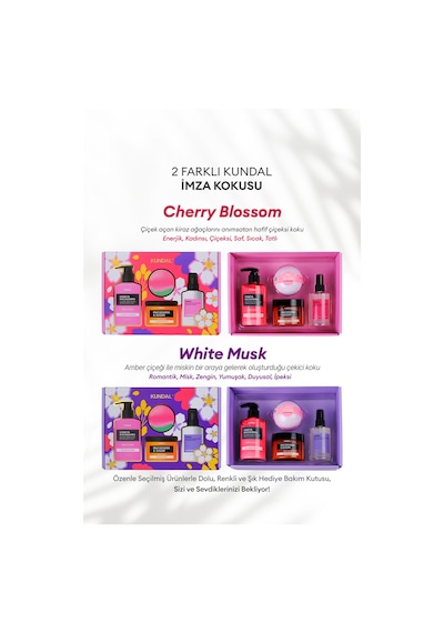 Yoğun Nemlendirme Etkili Dörtlü Vücut Bakım Seti Kundal Bath & Body Gift Edition Cherry Blossom