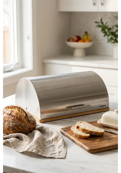 Cooker Silvora Metal Kapaklı Bambu Tabanlı Ekmek Kutusu Ckr4542 Çok Renkli