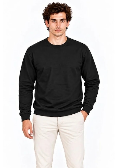 Modi Erkek 3lü Bisiklet Yaka İçi Şardonlu 2 İplik Düz Uzun Kollu Regular Fit Sweatshirt - Siyah - Bordo - Çok Renkli M