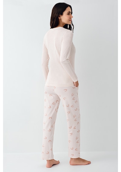 Pierre Cardin 9061 Modal Uzun Kol Kadın Pijama Takımı V1 Toz Pembe