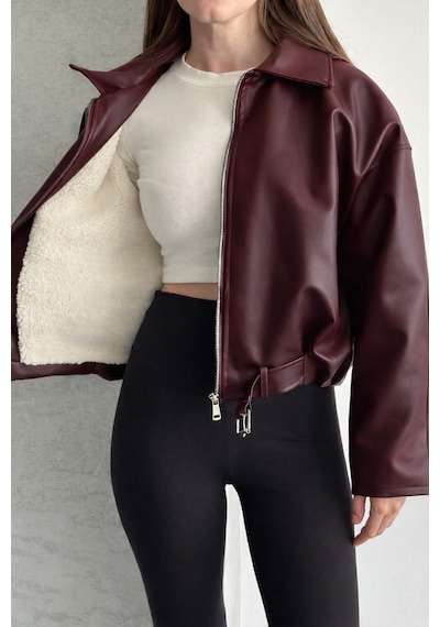 Genel Markalar Kadın Bordo İçi Peluş Astarlı Suni Deri Ceket Kemer Detaylı Kürklü Oversize Kısa Mont Bordo1234 Bordo1234 Genel Markalar Kadın Bordo İçi Peluş Astarlı Suni Deri Ceket Kemer Detaylı Kürklü Oversize Kısa Mont Bordo1234 Bordo1234