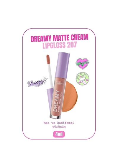 Callista Dreamy Matte Cream Lipgloss Mat Görünümlü Dudak Parlatıcısı - 207 Angelic - Nude