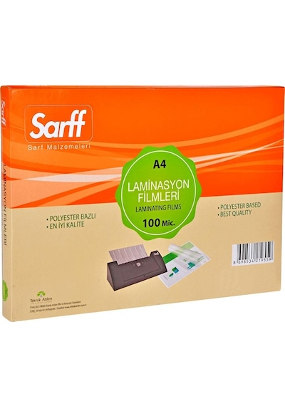 Sarff 100 Mikron Parlak A4 Pvc Laminasyon Filmi 100 Lü Paket