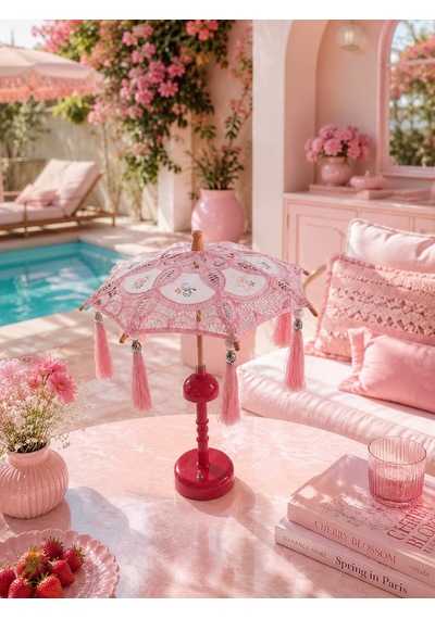 Missidea Vintage Soft Pink Bohem Dekoratif Şemsiye Lambası