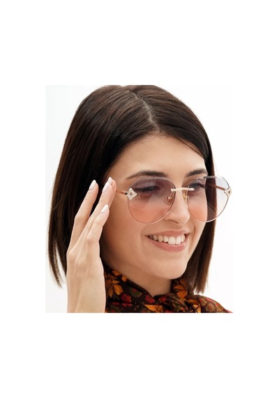 Lily Mavi Pembe Kristal Kadın Güneş Gözlüğü Çerçevesiz