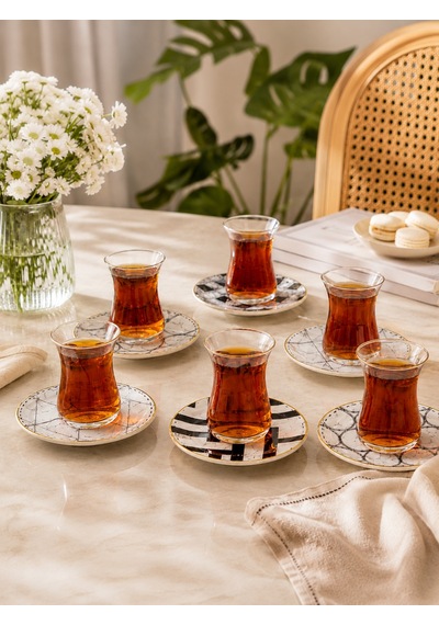 12 Parça 6 Kişilik Taj Çay Takımı-7158 Çok renkli