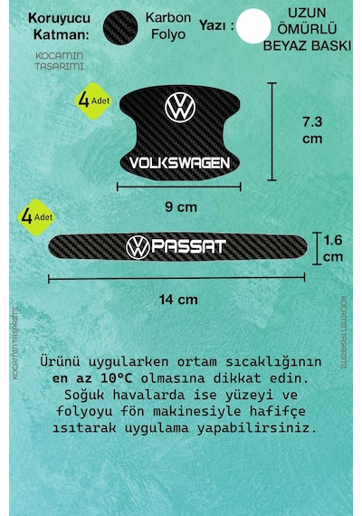 Volkswagen Passat Karbon Desenli Kapı Kolu Koruyucu Set Çizilmelere Karşı Dayanıklı Ve Dekoratif Tasarım