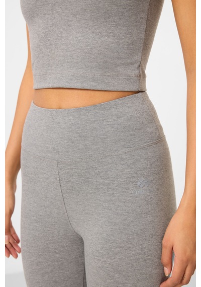 Tommylife Gri Melanj Yüksek Bel Kapri-crop Atlet Slim Fit Kadın Tayt Takım - 95284