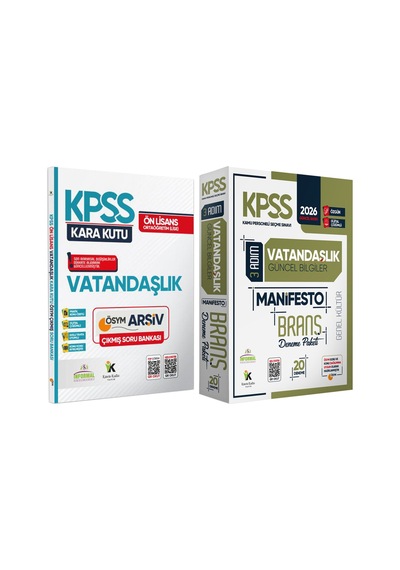 2026 Kpss Ön Lisans Vatandaşlık Kara Kutu Soru Bankası Ve Manifesto Çözümlü Branş Deneme 2li Seti