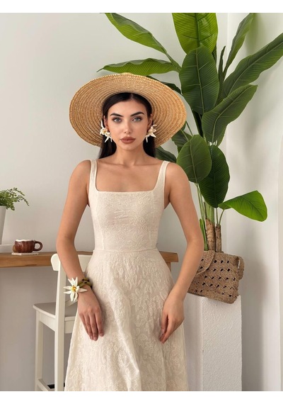 Nils Butik Krem Dantel Dokulu Salaş Maxi Elbise-nişan-nikah-mezuniyet-özel Davet Açık Bej Nils Butik Krem Dantel Dokulu Salaş Maxi Elbise-nişan-nikah-mezuniyet-özel Davet Açık Bej