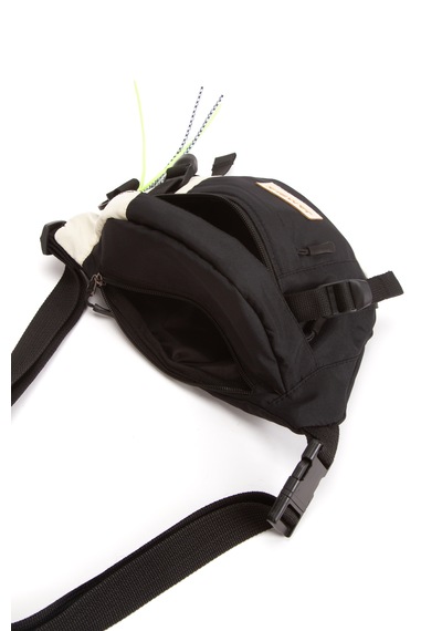 Esvelans Unisex Çok Renkli Çok Bölmeli Bel Ve Çapraz Omuz Çantası Ayarlanabilir Askılı Siyah & Krem