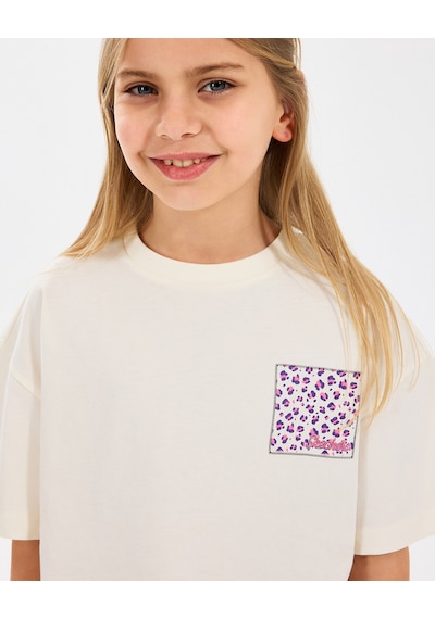 Skechers G Graphıc Tee Crop T-shirt Büyük Kız Çocuk Off White Tshirt Sk2510017-102 OFF WHITE