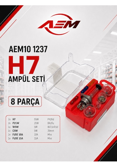 Aem 12volt H7 Yedek Ampul Seti Ve Sigorta Seti 8 Parça Otomobil Uyumlu
