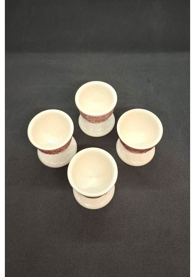 Kırmızı Fasan Porselen 4 Adet Vintage Yumurtalık Pembe