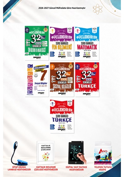 2026-2027 Ankara Yayıncılık 7. Sınıf 7 Kitap Seti - Sosyal Bilgiler Fasiküller, 32 Haftalık Türkçe Denemeleri, Türkçe Soru Bankası