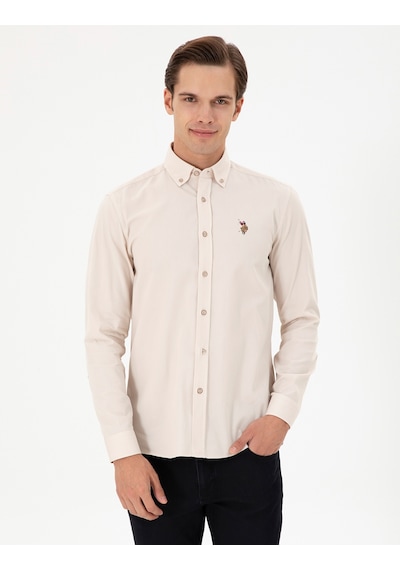 U.s. Polo Assn. Erkek Taş Gömlek Desenli 50292088-vr049 Taş