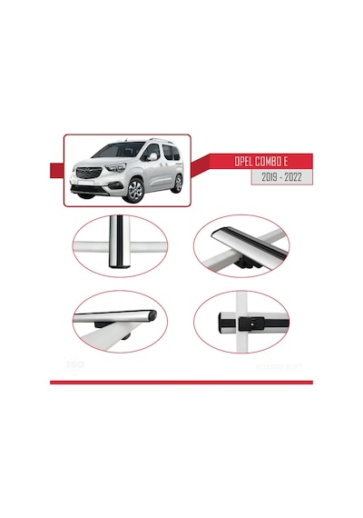 Opel Combo E Panelvan 2019-2022 Arası İle Uyumlu Basic Model Ara Atkı Tavan Barı Gri 3 Adet