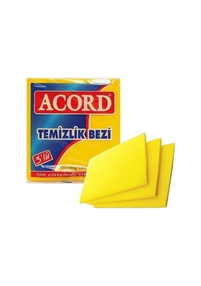 Acord-504 3'lu Sarı Temizlik Bezi - 12'li Paket Diğer