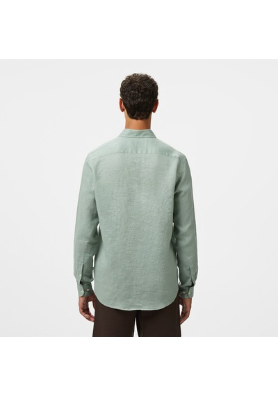 Nautica Erkek Yeşil Classic Fit Keten Gömlek Düz W55101t Yeşil