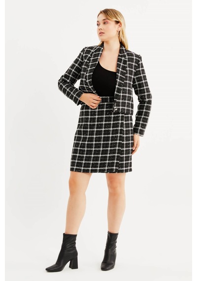Myline Astarlı Blazer Tüvit Ceket Siyah