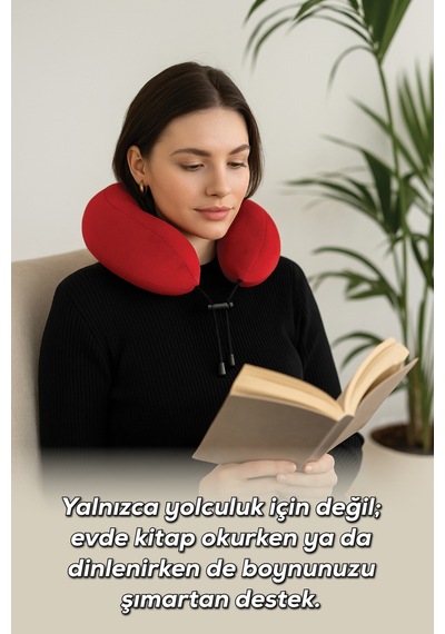 Viscofoam Comfy Ortopedik Seyahat Yastığı Visco Boyun Destekli Seyahat Yastığı - Kırmızı | Ergo Travel
