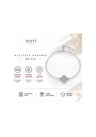 Servi 925 Ayar Gümüş Mini Clover Bileklik-19