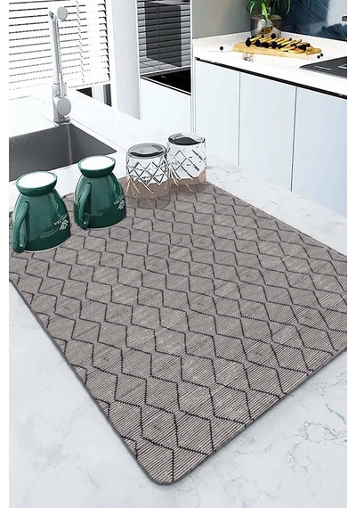 Gri Düz Microfiber Bulaşık Kurutma Kurulama Matı Mm001