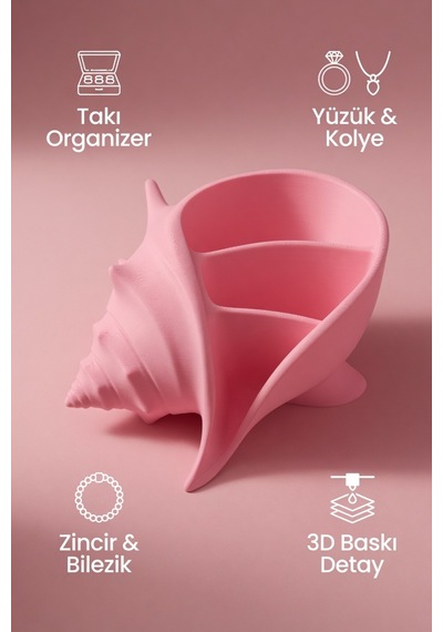 Deniz Kabuğu Takı Organizer Dekoratif Takı Kutusu Yüzük, Kolye Ve Bileklik Düzenleyici Pembe