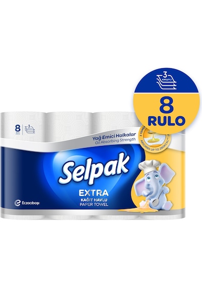 Selpak Kağıt Havlu Extra Yağ Emici 2 x 8 Rulo