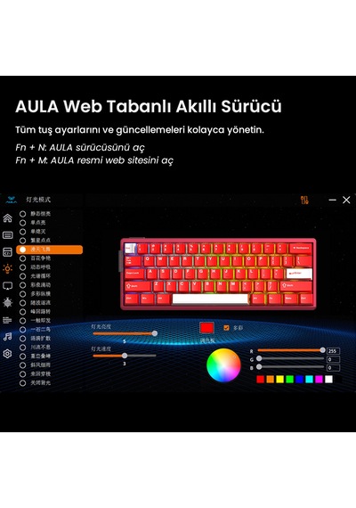Aula Ag60 Pro Alüminyum Manyetik Klavye Hall Effect Aether Switch 8000hz Rgb Tkl Hot Swap Oyuncu Klavyesi Kırmızı