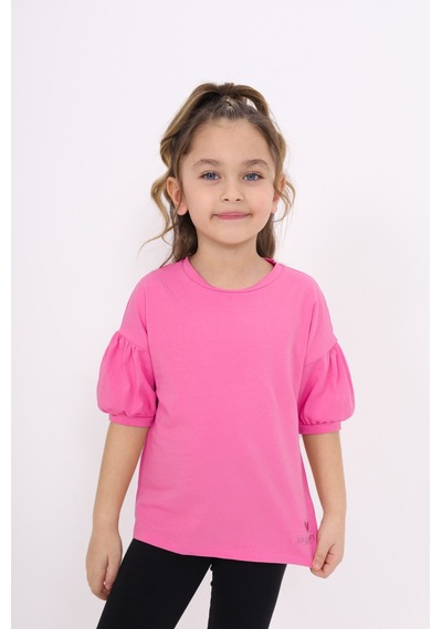 Toontoy Kids Toontoy Kız Çocuk Nakışlı Tişört Orkide Koyu Pembe