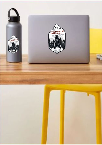 Boz Ayı Grizzly Sticker - Off Road 4x4 Adventure Kamp Dağ Orman Sticker - Araba Oto Motosiklet Karavan Sticker - 00047 12X7 Cm