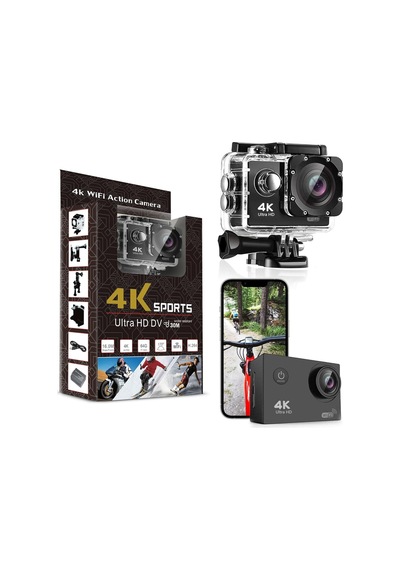 4k Wifi Aksiyon Kamera Ultra Hd 30fps Su Geçirmez Kılıf App Goplus Campro Sports Action Camera Siyah