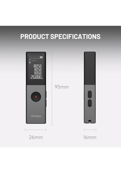Atuman Ls-b 50 Metre Yeşil Lazer Metre Gün Işığına Uygun Şarjlı Dijital Mesafe Alan Hacim Ve Açı Ölçer Lazermetre