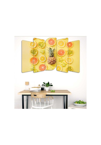 Limon, Portakal, Ananas - 5 Parçalı Tablo Görsel - 702503287 Görsel