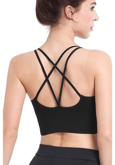Moda Dua Kadın Siyah Çarpraz İpli Spor Büstiyer