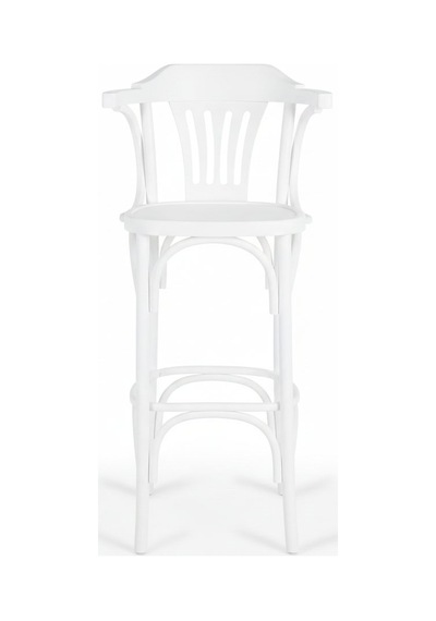 Thonet Kolçaklı Ahşap Bar Sandalyesi Beyaz