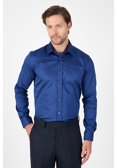 İmza Lacivert Sert Yaka Düz Classic %100 Pamuk Slim Fit Gömlek 1004250324 Lacivert