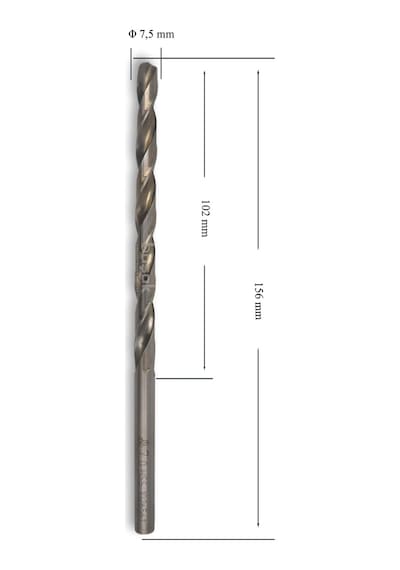 Mte 7,5 Mm Uzun Metal Matkap Ucu Hss Dın 340