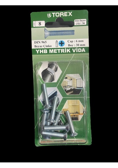 Dın 965 6x30 Yhb Küt Uçlu Metrik Vida 6 MM X 30 MM