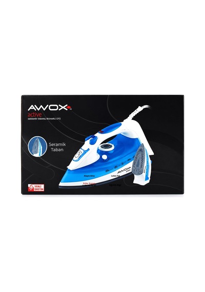 Awox Active Buharlı Ütü 2600w 360 Hareketli Kablo Mavi Beyaz Seramik Taban Buhar Ayarlama