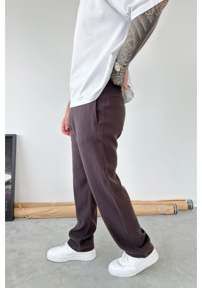 Kahverengi Modal Kumaş Baggy Pantolon