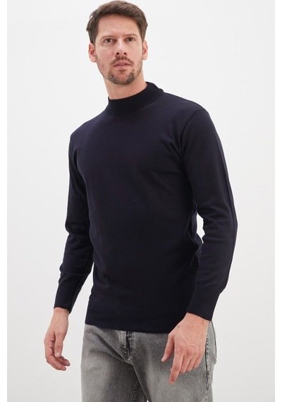 Fullamoda Basic Dik Yaka Regular Fit Triko Kazak Lacivert